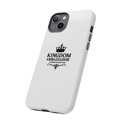 Kingdom Ambassador (Black Lettering) Rugged Phone Case, Inspirational Mobile Cover, Gift for Faith Lovers, Faith-Based Protector - Cross Apparel USA