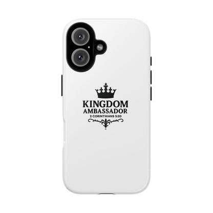 Kingdom Ambassador (Black Lettering) Rugged Phone Case, Inspirational Mobile Cover, Gift for Faith Lovers, Faith-Based Protector - Cross Apparel USA