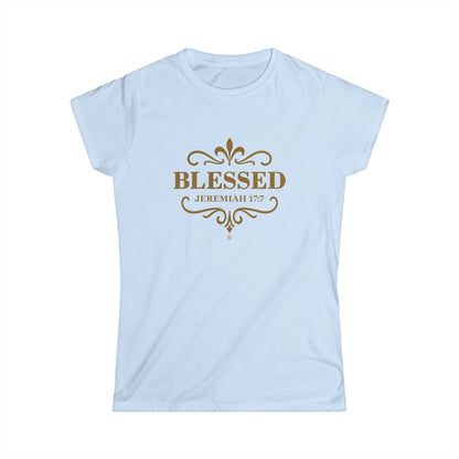 Blessed (Gold Lettering) Women's Softstyle Tee - Cross Apparel USA