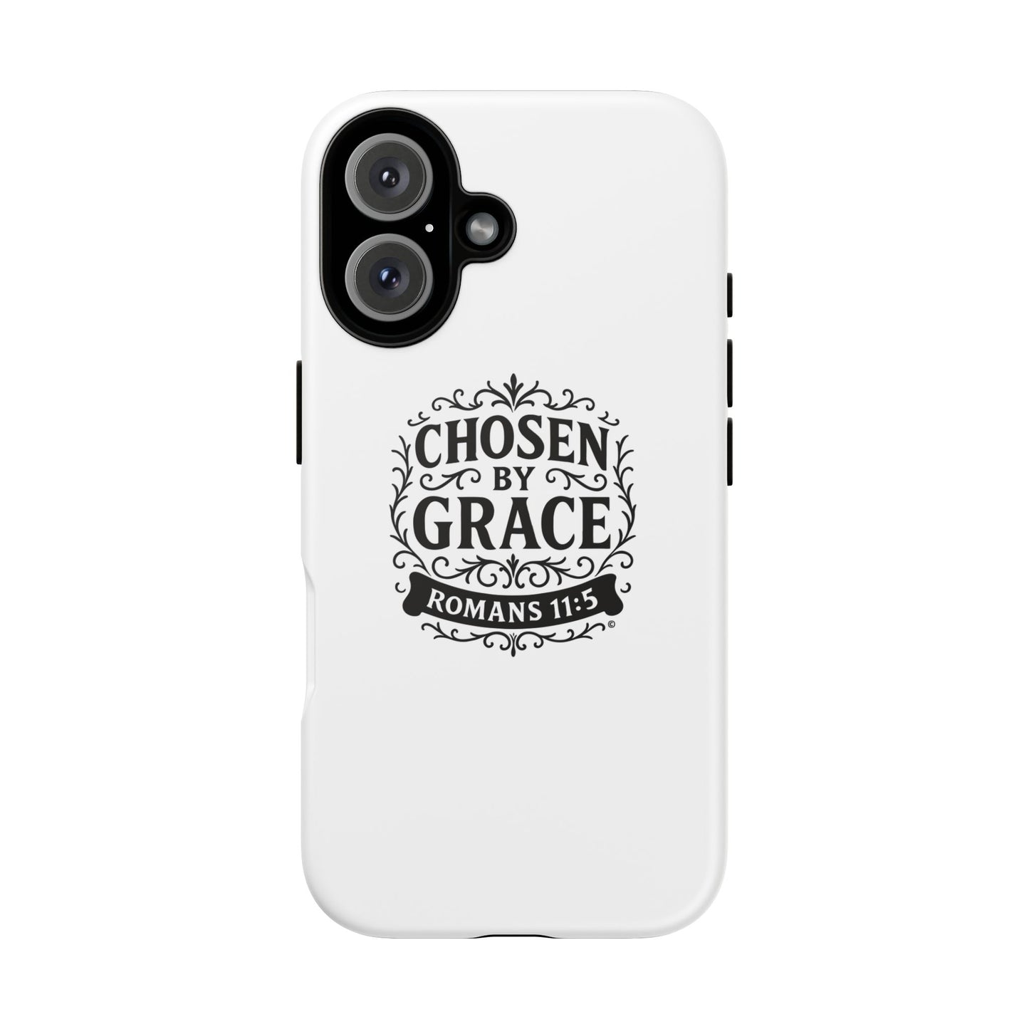 Chosen by Grace (Black Lettering), Rugged Phone Case, Inspirational Mobile Cover, Gift for Faith Lovers, Faith-Based Protector