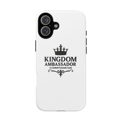 Kingdom Ambassador (Black Lettering) Rugged Phone Case, Inspirational Mobile Cover, Gift for Faith Lovers, Faith-Based Protector