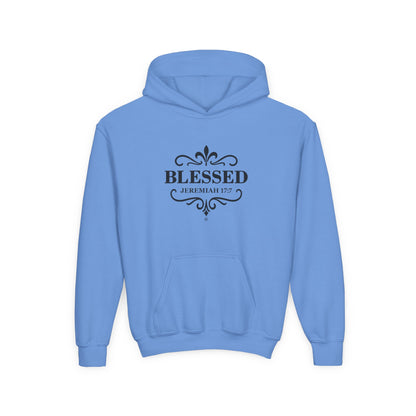 Blessed (Black Lettering) Youth Apparel Clothing Heavy Blend Hoodie Hooded Sweatshirt