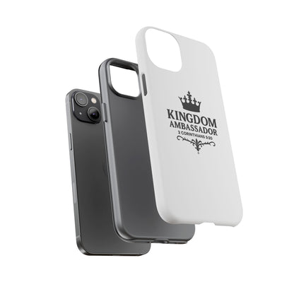 Kingdom Ambassador (Black Lettering) Rugged Phone Case, Inspirational Mobile Cover, Gift for Faith Lovers, Faith-Based Protector