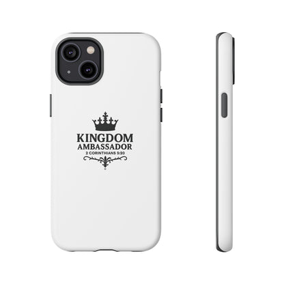 Kingdom Ambassador (Black Lettering) Rugged Phone Case, Inspirational Mobile Cover, Gift for Faith Lovers, Faith-Based Protector - Cross Apparel USA