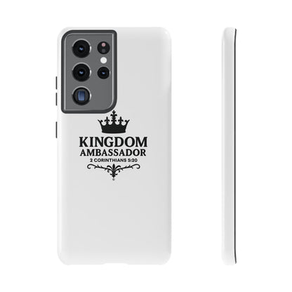 Kingdom Ambassador (Black Lettering) Rugged Phone Case, Inspirational Mobile Cover, Gift for Faith Lovers, Faith-Based Protector