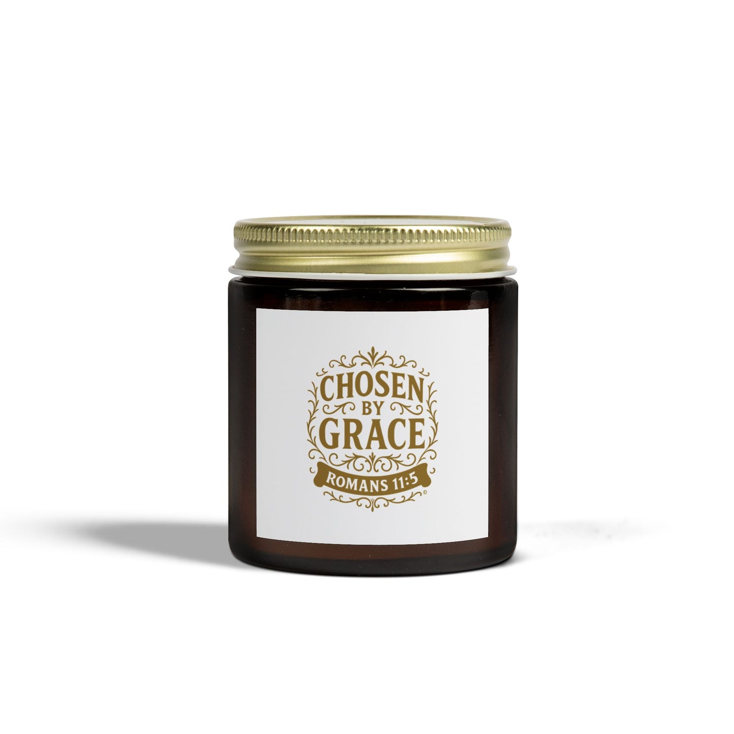 Chosen by Grace (Gold Lettering) Scented Candle - Coconut Apricot Wax, Inspirational Home Decor, Relaxation, Gifts for Believers