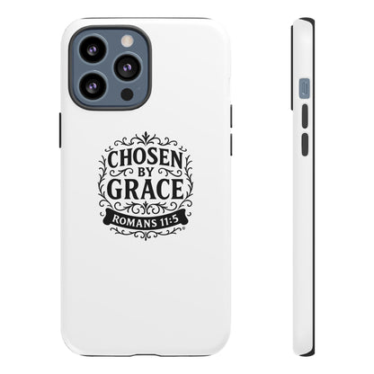 Chosen by Grace (Black Lettering), Rugged Phone Case, Inspirational Mobile Cover, Gift for Faith Lovers, Faith-Based Protector
