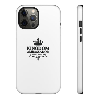 Kingdom Ambassador (Black Lettering) Rugged Phone Case, Inspirational Mobile Cover, Gift for Faith Lovers, Faith-Based Protector - Cross Apparel USA