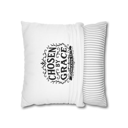 Chosen by Grace (Black Lettering) Square Pillow Cover | Inspirational Home Decor | Gifts for Faith (Pillow not included)