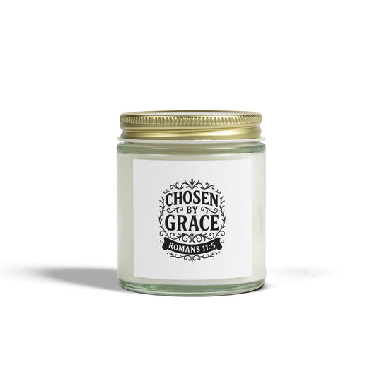 Chosen by Grace (Black Lettering) Scented Candle - Coconut Apricot Wax, Inspirational Home Decor, Relaxation, Gifts for Believers