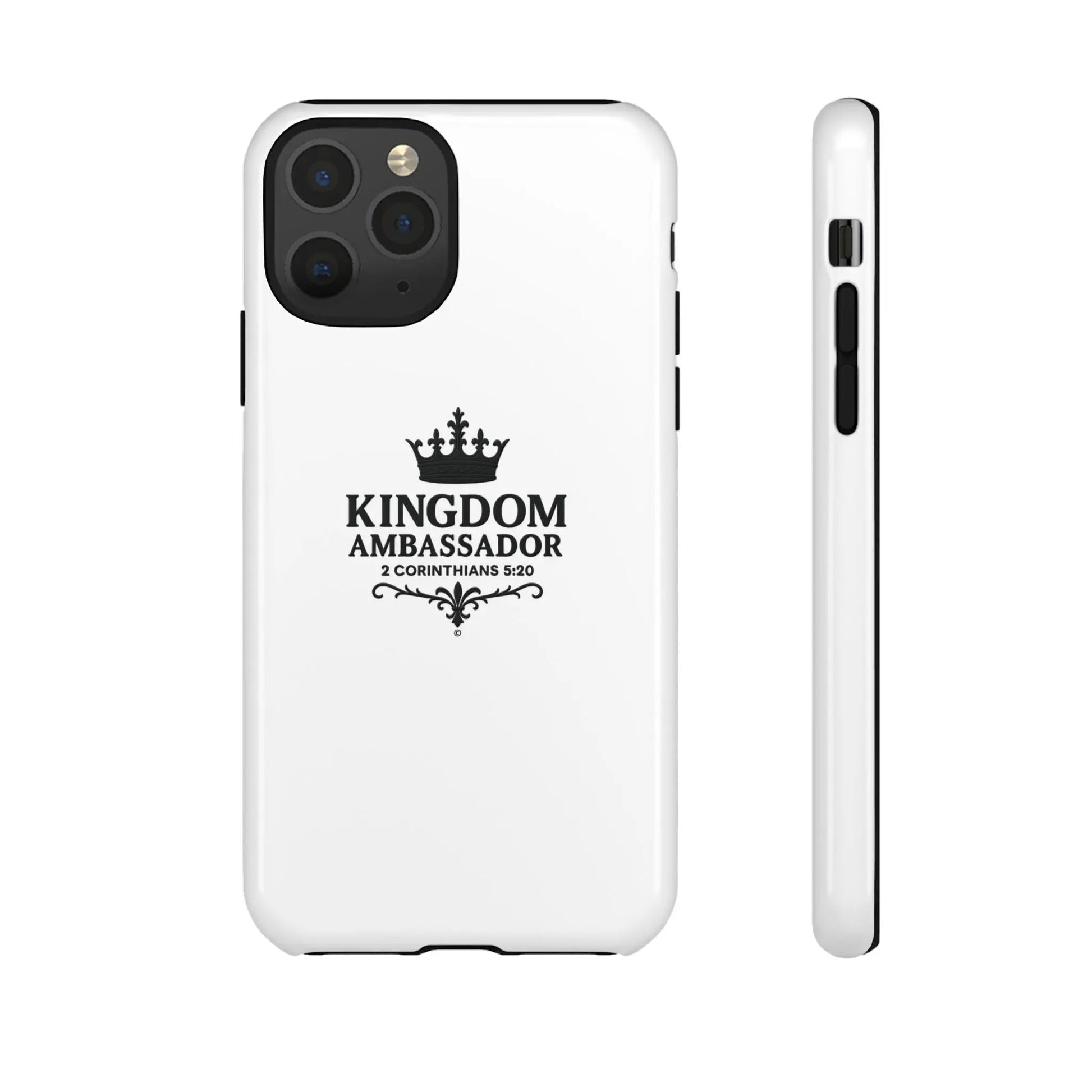 Kingdom Ambassador (Black Lettering) Rugged Phone Case, Inspirational Mobile Cover, Gift for Faith Lovers, Faith-Based Protector - Cross Apparel USA