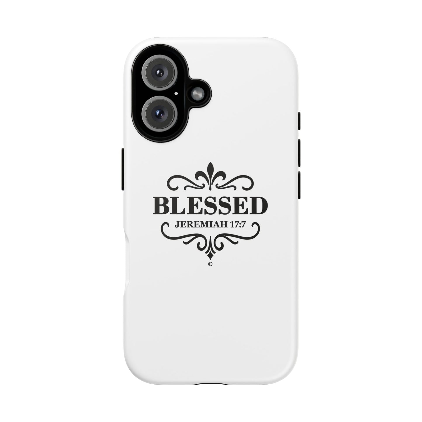 Blessed (Black Lettering), Rugged Phone Case, Inspirational Mobile Cover, Gift for Faith Lovers, Faith-Based Protector