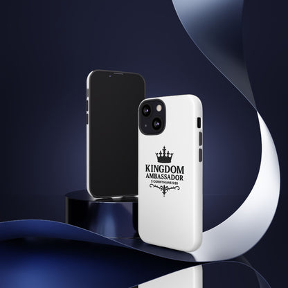 Kingdom Ambassador (Black Lettering) Rugged Phone Case, Inspirational Mobile Cover, Gift for Faith Lovers, Faith-Based Protector