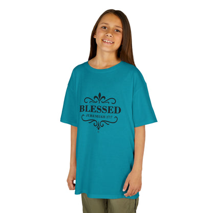 Blessed (Black Lettering) Kids Tee, Faith-based Inspirational Apparel, Gift for Believers, Youth Fashion, Bible Verse Shirt, Meaningful Gift