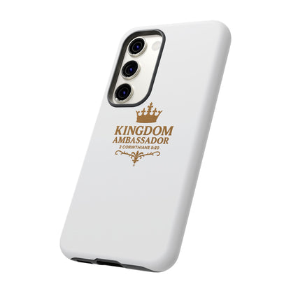 Kingdom Ambassador (Gold Lettering) Rugged Phone Case, Inspirational Mobile Cover, Gift for Faith Lovers, Faith-Based Protector