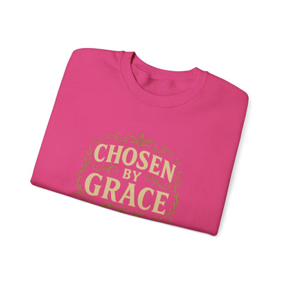 Chosen by Grace (Full Color) Unisex Crewneck Sweatshirt - Inspirational Gift, Christian Apparel, Faith-Based Fashion, Cozy Casual Wear, Bible Verse Sweatshirt