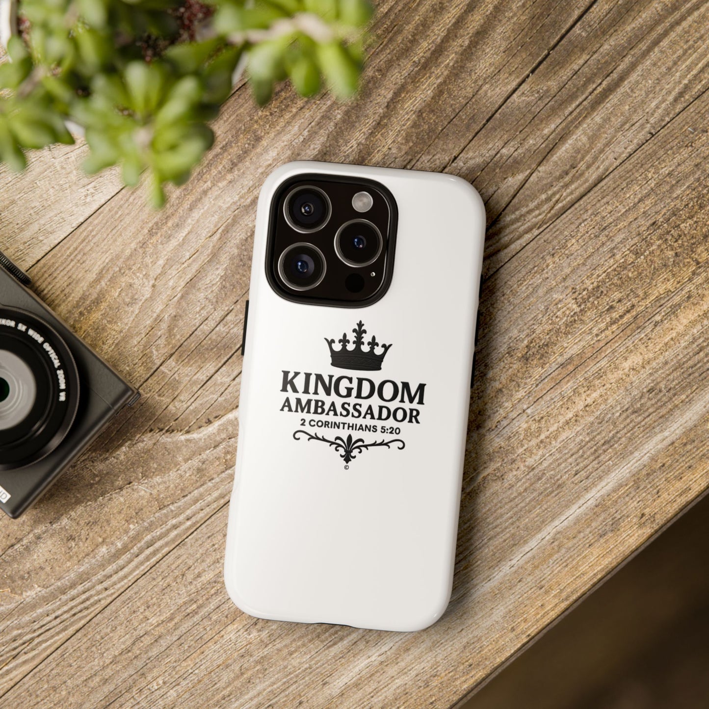 Kingdom Ambassador (Black Lettering) Rugged Phone Case, Inspirational Mobile Cover, Gift for Faith Lovers, Faith-Based Protector