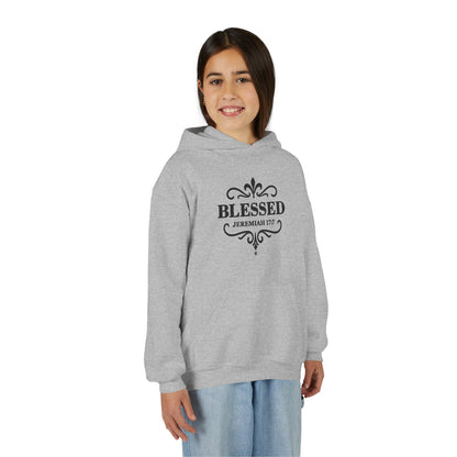 Blessed (Black Lettering) Youth Apparel Clothing Heavy Blend Hoodie Hooded Sweatshirt