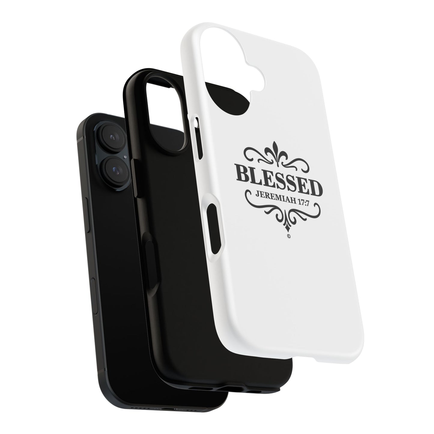 Blessed (Black Lettering), Rugged Phone Case, Inspirational Mobile Cover, Gift for Faith Lovers, Faith-Based Protector