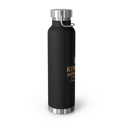 Kingdom Ambassador (Gold Lettering) Insulated Water Bottle, 22oz - Motivational Gift for Believers, Holiday, Travel, Fitness, Eco-Friendly