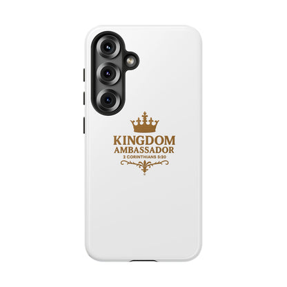 Kingdom Ambassador (Gold Lettering) Rugged Phone Case, Inspirational Mobile Cover, Gift for Faith Lovers, Faith-Based Protector
