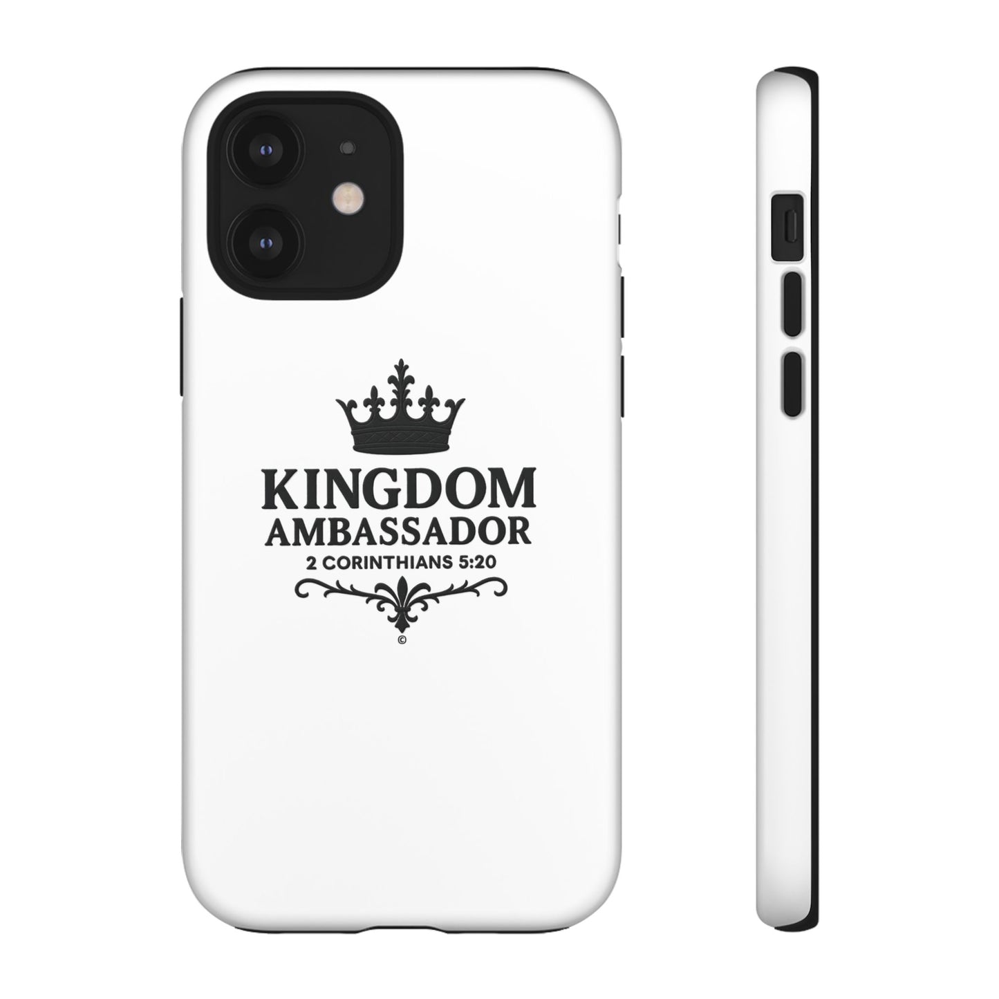 Kingdom Ambassador (Black Lettering) Rugged Phone Case, Inspirational Mobile Cover, Gift for Faith Lovers, Faith-Based Protector