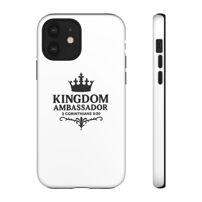 Kingdom Ambassador (Black Lettering) Rugged Phone Case, Inspirational Mobile Cover, Gift for Faith Lovers, Faith-Based Protector