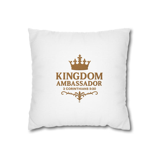 Kingdom Ambassador (Gold Lettering) Square Pillow Cover | Inspirational Home Decor | Gifts for Faith (Pillow not included)