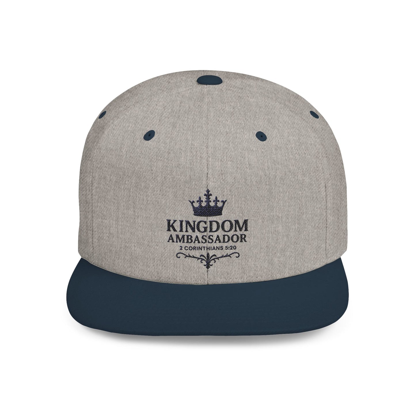 Kingdom Ambassador Embroidered (Black Lettering) Flat Bill Snapback Hat, Adjustable Baseball Cap, Inspirational Streetwear, Gift for Believers, Faith-based Accessories