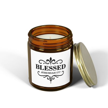 Blessed (Black Lettering) Scented Candle - Coconut Apricot Wax, Inspirational Home Decor, Relaxation, Gifts for Believers