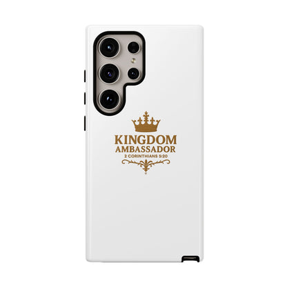 Kingdom Ambassador (Gold Lettering) Rugged Phone Case, Inspirational Mobile Cover, Gift for Faith Lovers, Faith-Based Protector