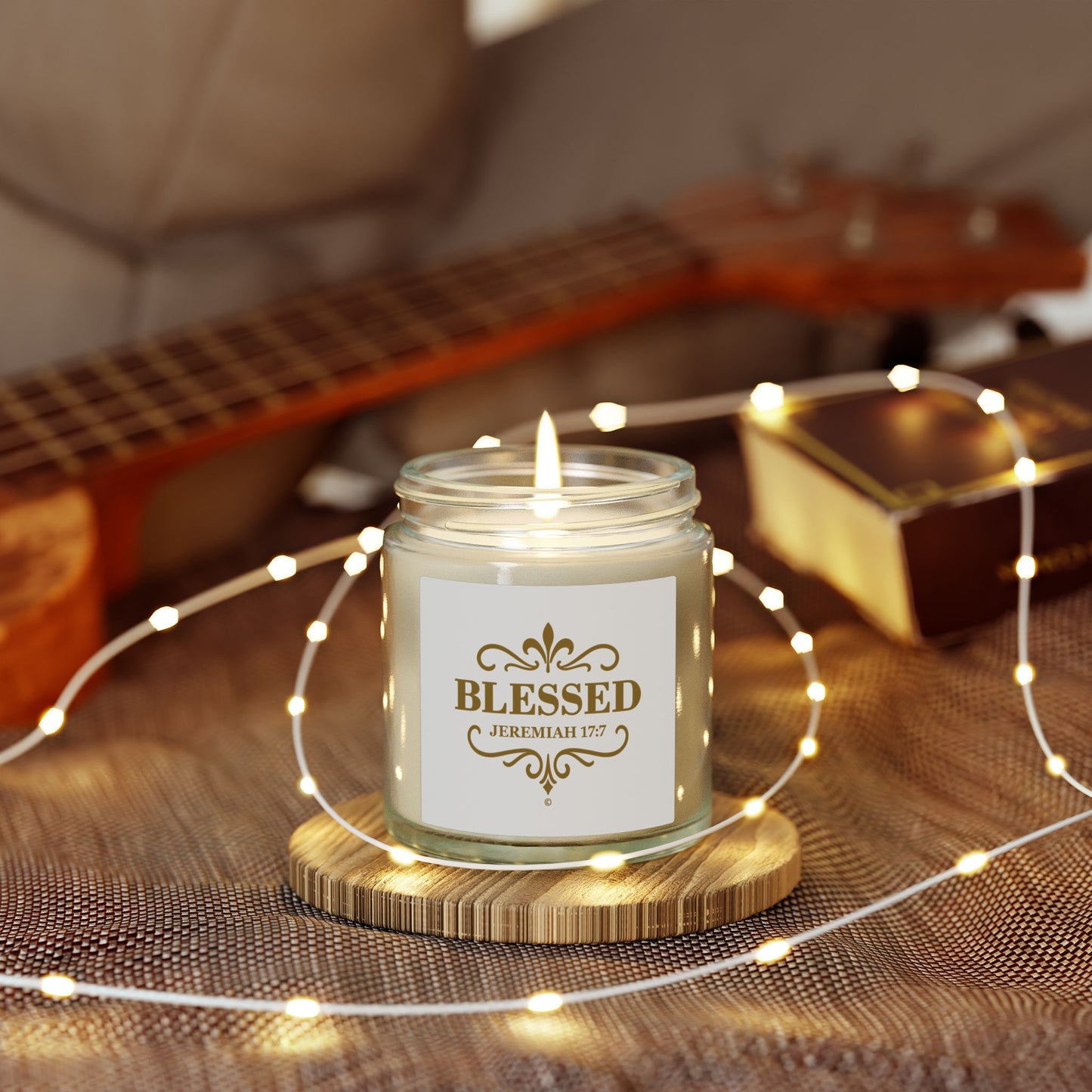 Blessed (Gold Lettering) Scented Candle - Coconut Apricot Wax, Inspirational Home Decor, Gifts for Believers, Relaxation
