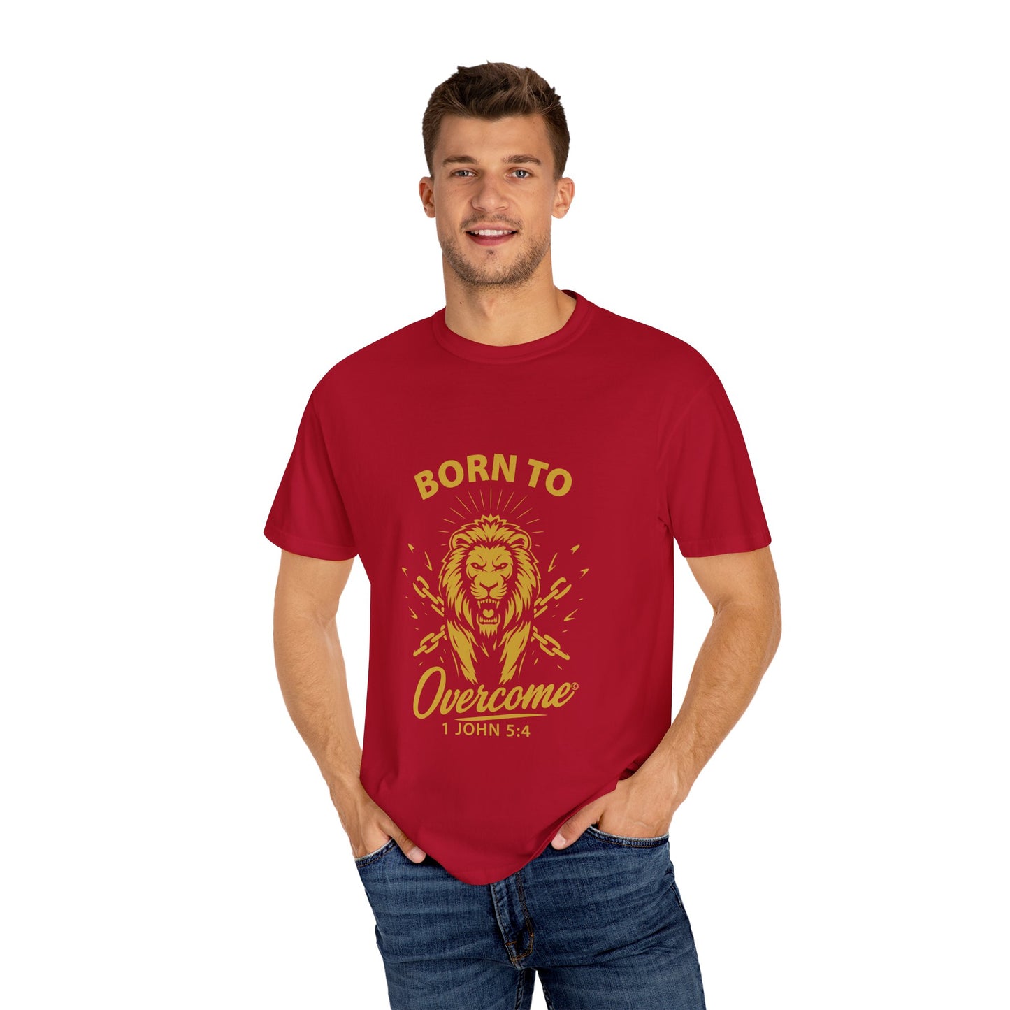 Born to Overcome (Gold Lettering) Unisex Apparel Clothing Tee T-shirt Relaxed Fit Shirt