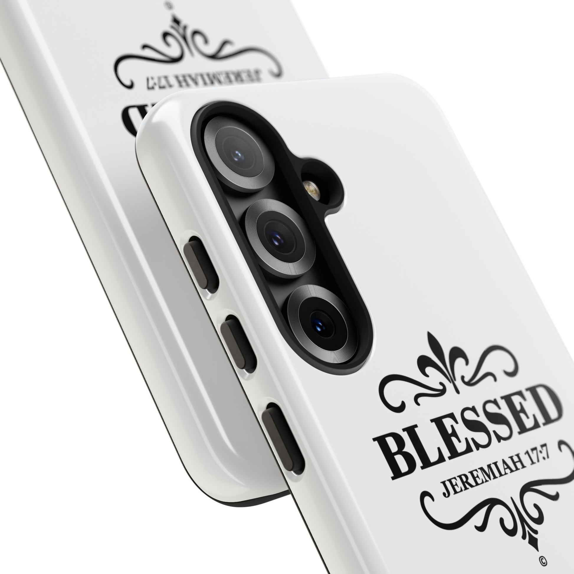Blessed (Black Lettering), Rugged Phone Case, Inspirational Mobile Cover, Gift for Faith Lovers, Faith-Based Protector - Cross Apparel USA