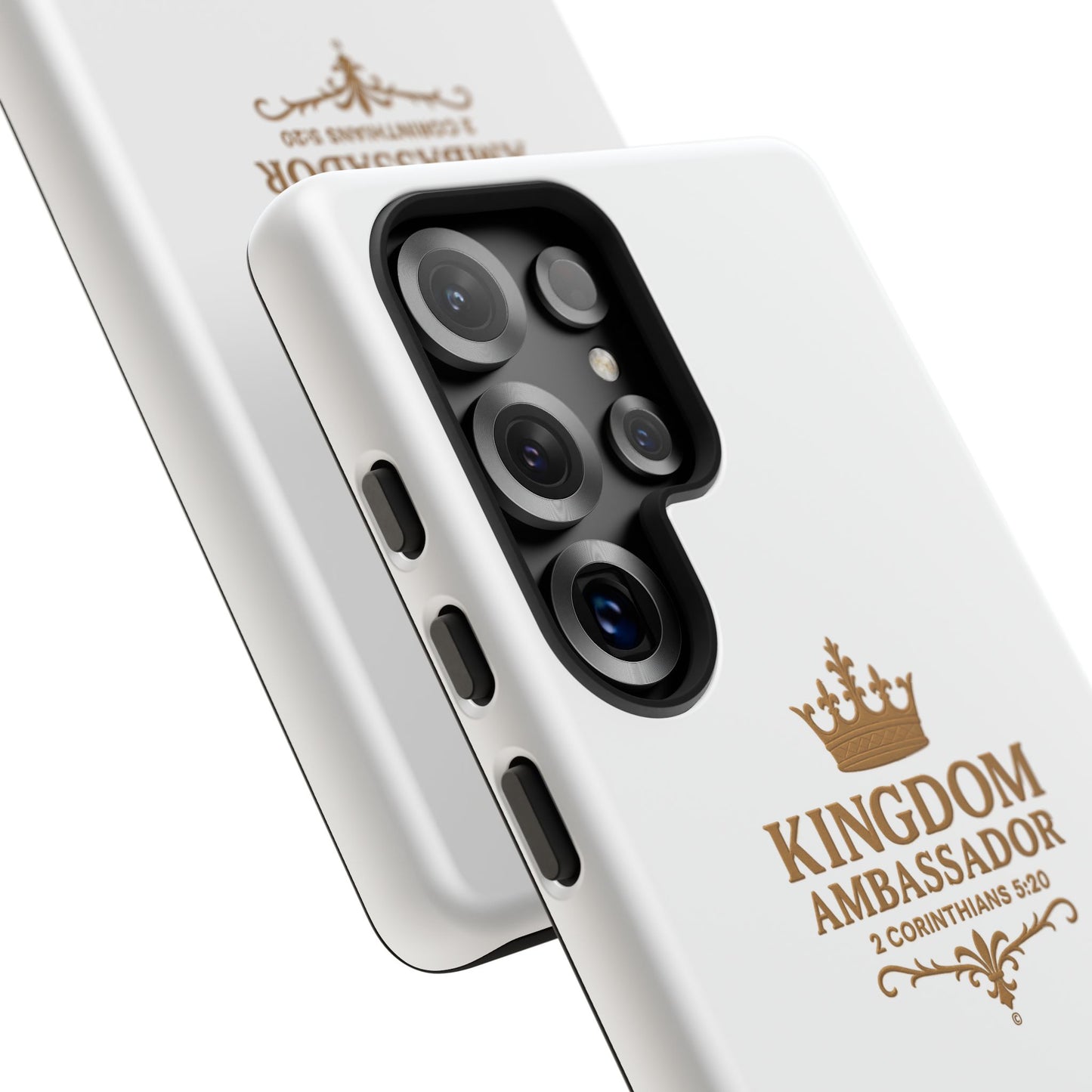 Kingdom Ambassador (Gold Lettering) Rugged Phone Case, Inspirational Mobile Cover, Gift for Faith Lovers, Faith-Based Protector