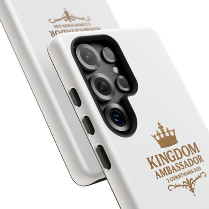 Kingdom Ambassador (Gold Lettering) Rugged Phone Case, Inspirational Mobile Cover, Gift for Faith Lovers, Faith-Based Protector