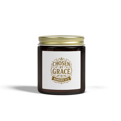 Chosen by Grace (Gold Lettering) Scented Candle - Coconut Apricot Wax, Inspirational Home Decor, Relaxation, Gifts for Believers