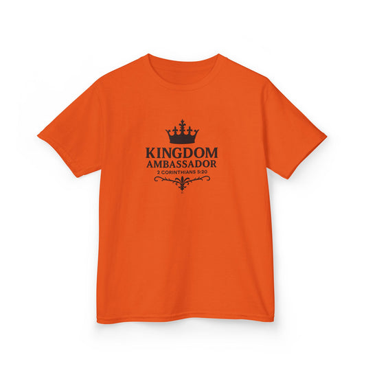 Kingdom Ambassador (Black Lettering) Kids Tee, Faith-based Inspirational Apparel, Gift for Believers, Youth Fashion, Bible Verse Shirt, Meaningful Gift