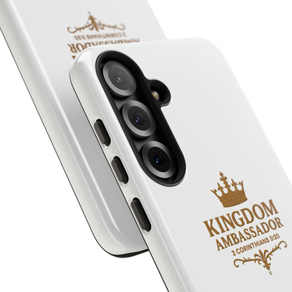 Kingdom Ambassador (Gold Lettering) Rugged Phone Case, Inspirational Mobile Cover, Gift for Faith Lovers, Faith-Based Protector
