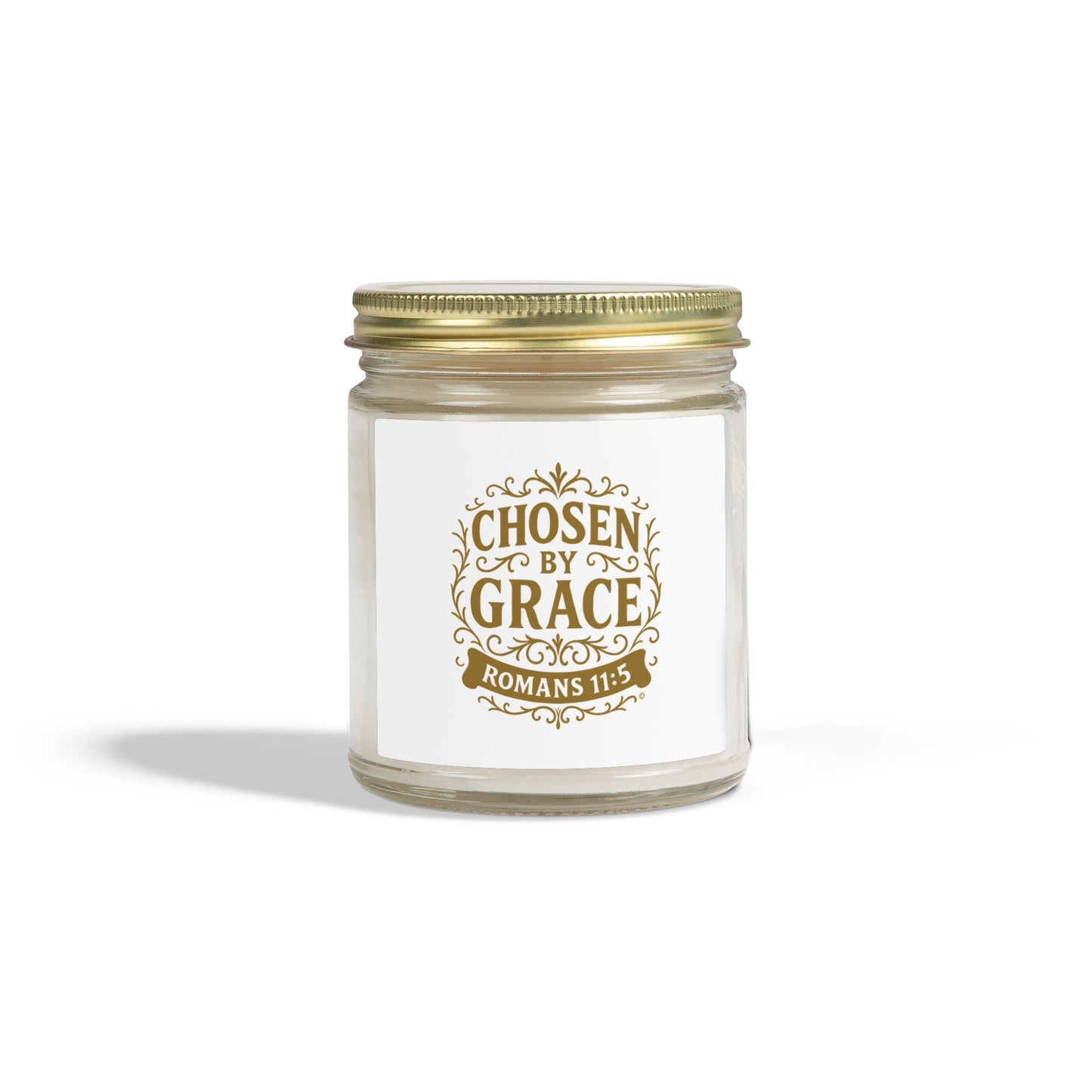 Chosen by Grace (Gold Lettering) Scented Candle - Coconut Apricot Wax, Inspirational Home Decor, Relaxation, Gifts for Believers