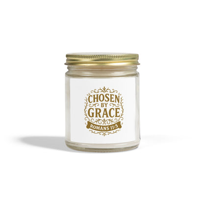 Chosen by Grace (Gold Lettering) Scented Candle - Coconut Apricot Wax, Inspirational Home Decor, Relaxation, Gifts for Believers