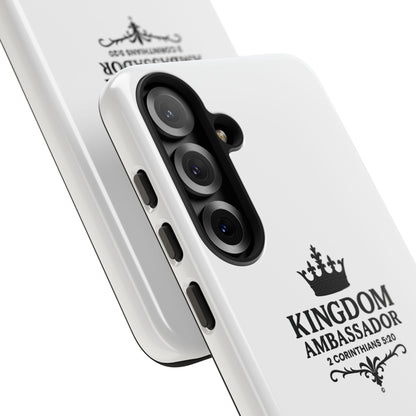 Kingdom Ambassador (Black Lettering) Rugged Phone Case, Inspirational Mobile Cover, Gift for Faith Lovers, Faith-Based Protector - Cross Apparel USA
