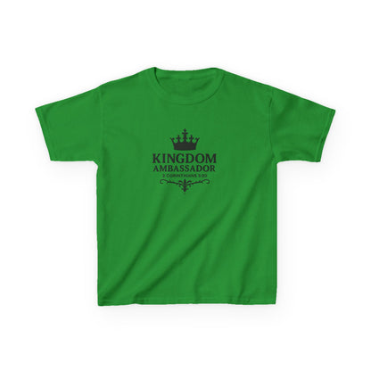 Kingdom Ambassador (Black Lettering) Kids Tee, Faith-based Inspirational Apparel, Gift for Believers, Youth Fashion, Bible Verse Shirt, Meaningful Gift