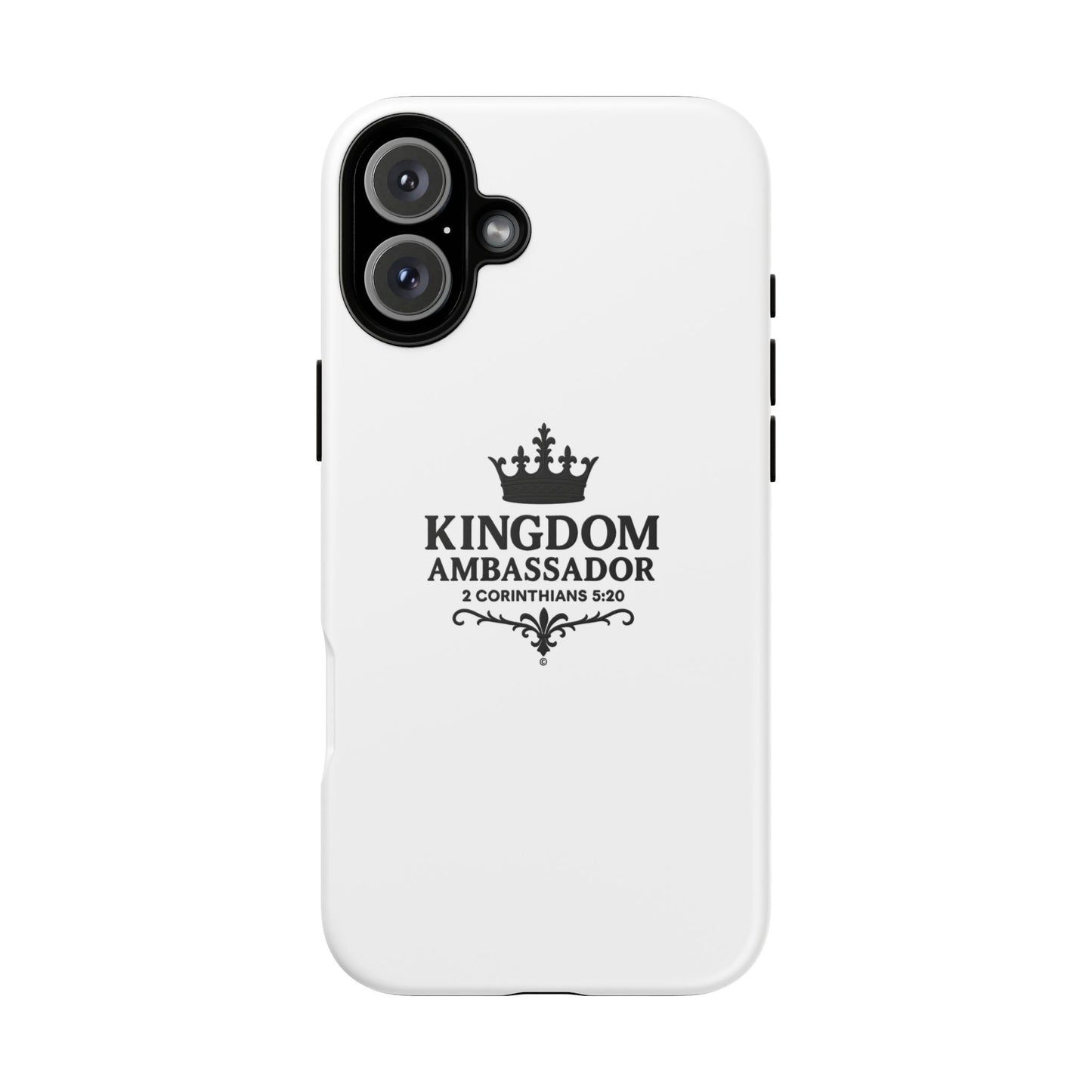 Kingdom Ambassador (Black Lettering) Rugged Phone Case, Inspirational Mobile Cover, Gift for Faith Lovers, Faith-Based Protector - Cross Apparel USA