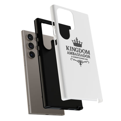 Kingdom Ambassador (Black Lettering) Rugged Phone Case, Inspirational Mobile Cover, Gift for Faith Lovers, Faith-Based Protector