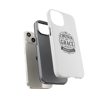 Chosen by Grace (Black Lettering), Rugged Phone Case, Inspirational Mobile Cover, Gift for Faith Lovers, Faith-Based Protector