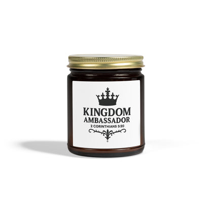Kingdom Ambassador (Black Lettering) Scented Candle - Coconut Apricot Wax, Inspirational Home Decor, Gifts for Believers, Relaxation