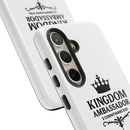 Kingdom Ambassador (Black Lettering) Rugged Phone Case, Inspirational Mobile Cover, Gift for Faith Lovers, Faith-Based Protector