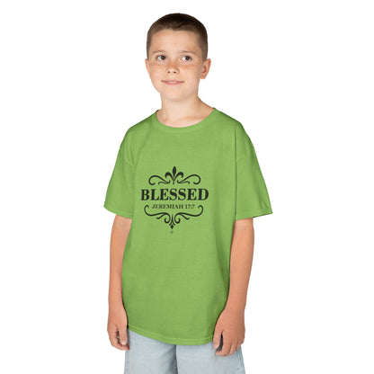 Blessed (Black Lettering) Kids Tee, Faith-based Inspirational Apparel, Gift for Believers, Youth Fashion, Bible Verse Shirt, Meaningful Gift