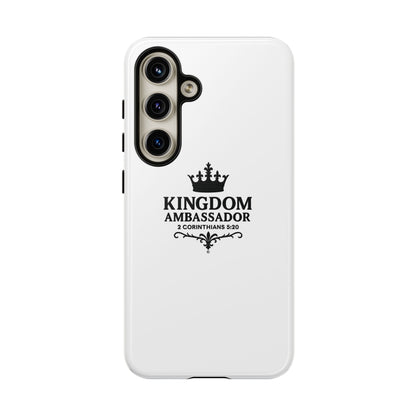 Kingdom Ambassador (Black Lettering) Rugged Phone Case, Inspirational Mobile Cover, Gift for Faith Lovers, Faith-Based Protector - Cross Apparel USA